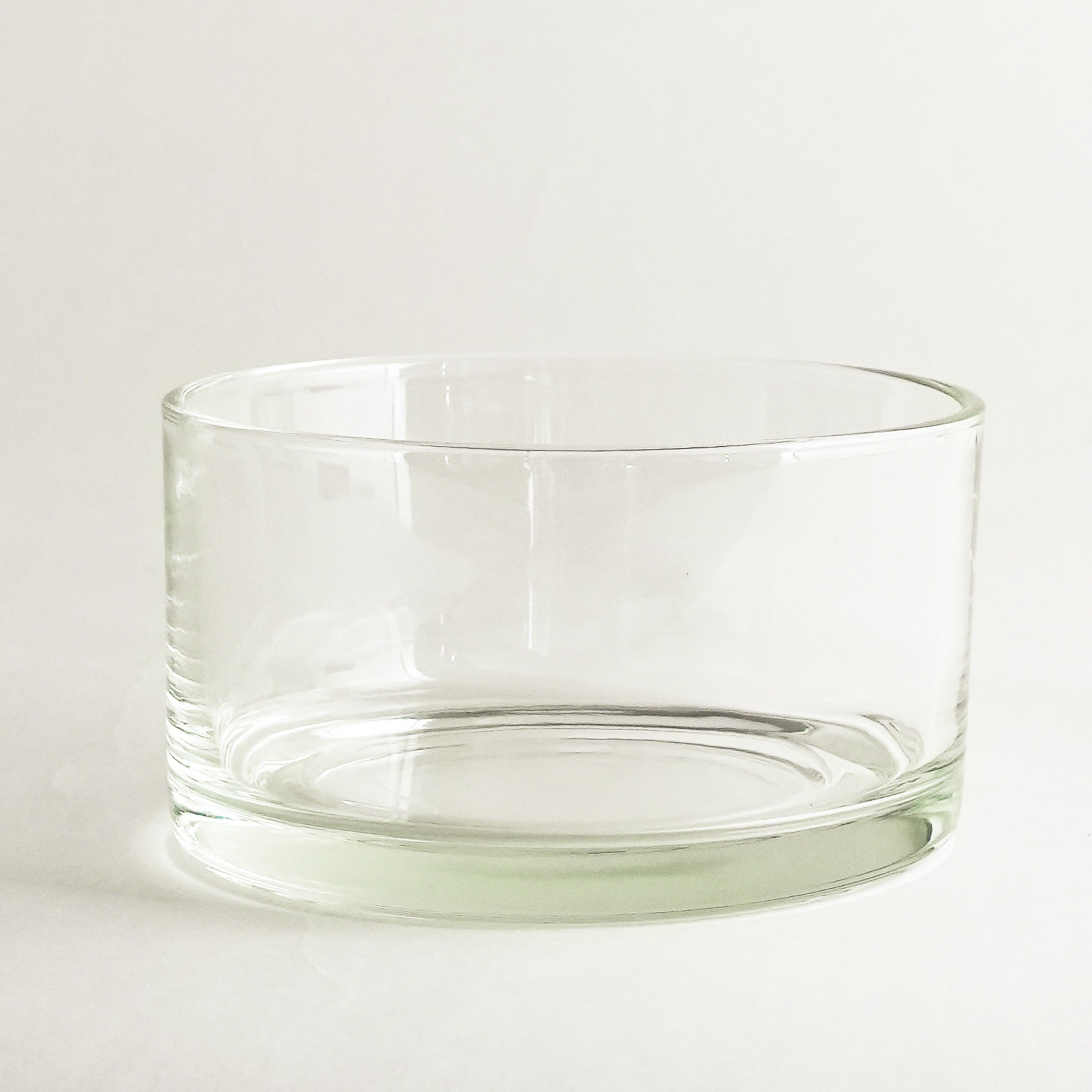 Clear glass bowl on a white background